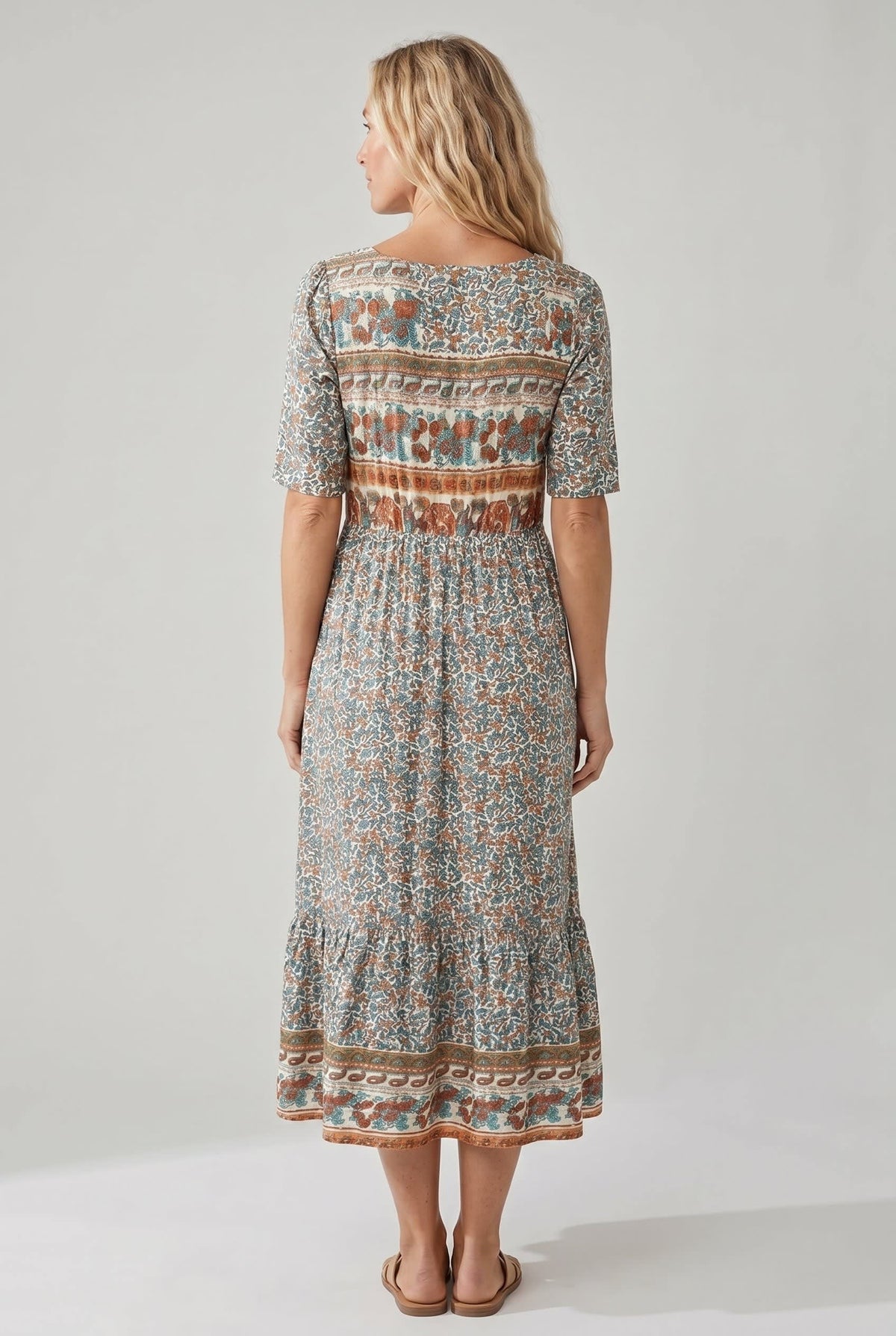 Frankie Boho Print A-Line Midi Dress