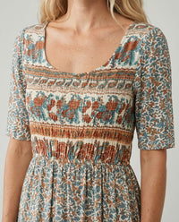 Frankie Boho Print A-Line Midi Dress