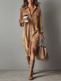 Lottie Button-Down Midi Shirt Dress