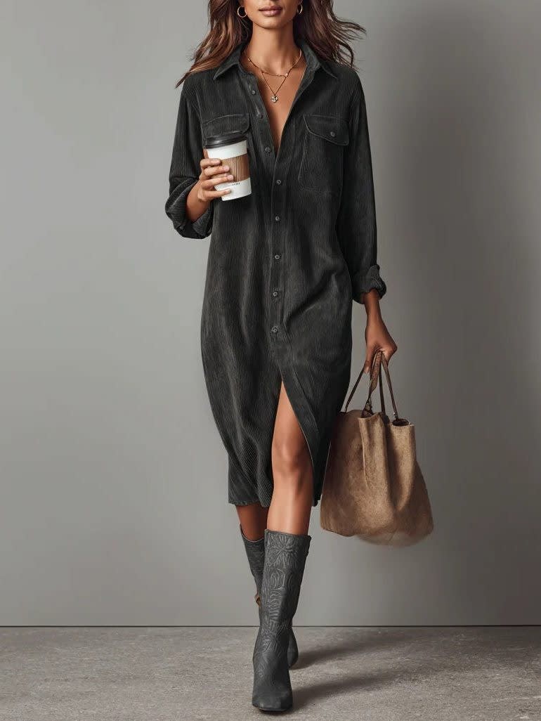 Lottie Button-Down Midi Shirt Dress_11