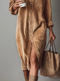 Lottie Button-Down Midi Shirt Dress