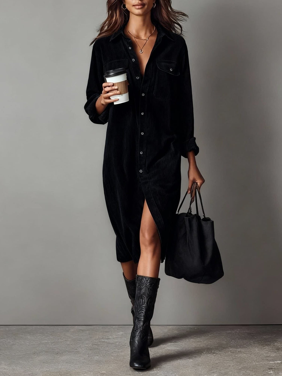 Lottie Button-Down Midi Shirt Dress