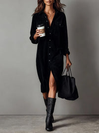 Lottie Button-Down Midi Shirt Dress