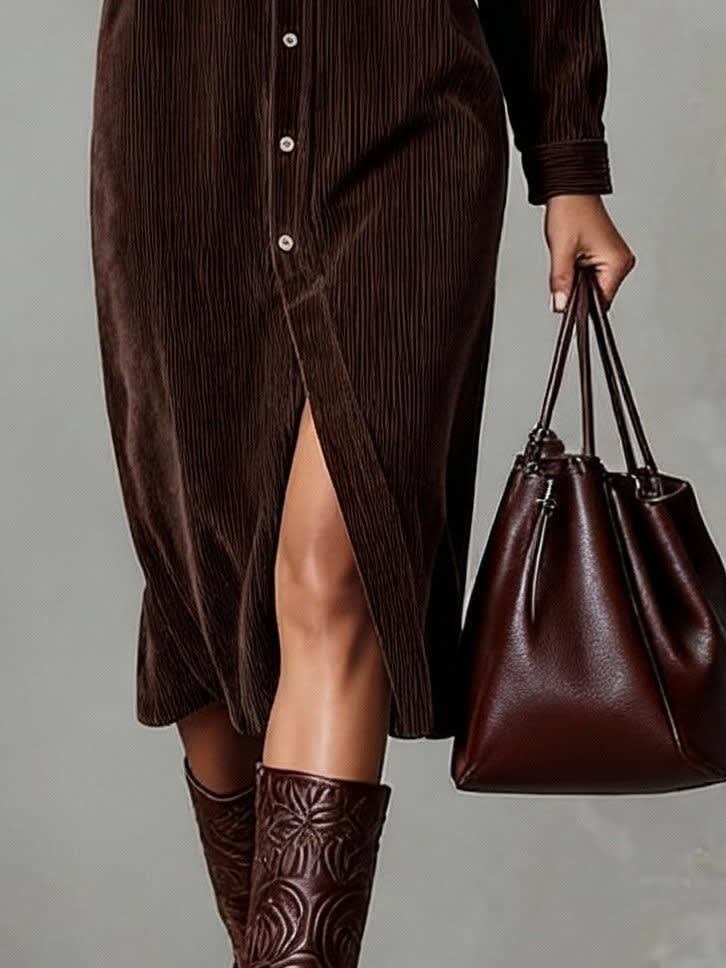 Lottie Button-Down Midi Shirt Dress