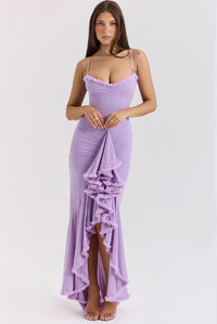 Caitlin Wedding Guest Ruched Ruffle Maxi Dress