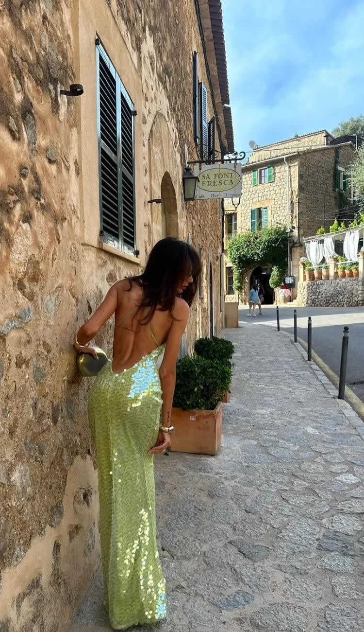 Rosalind Sequin Halterneck Wedding Guest Maxi Dress