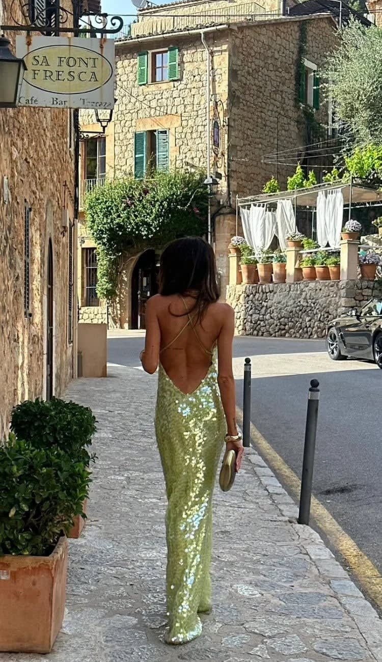 Rosalind Sequin Halterneck Wedding Guest Maxi Dress