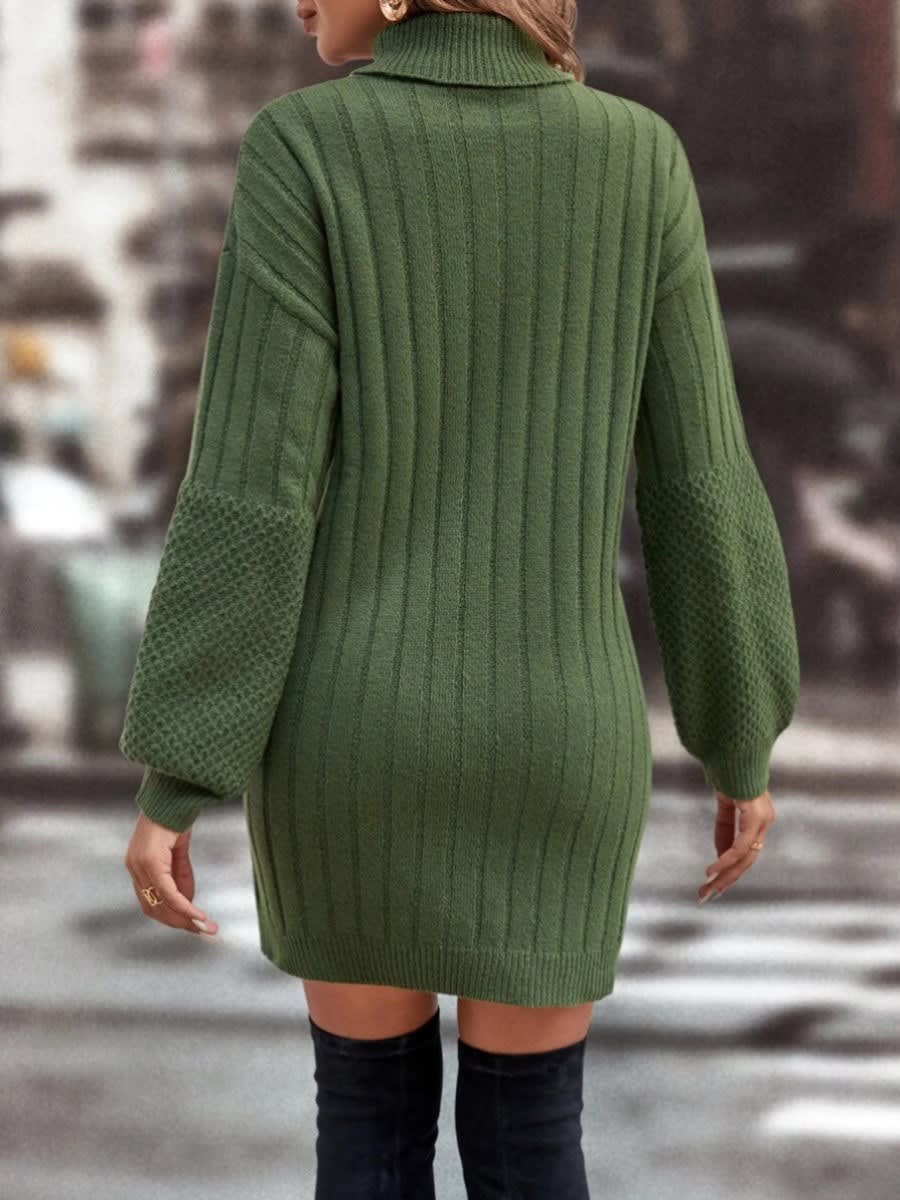 Libby Ribbed Knit Turtleneck Mini Dress