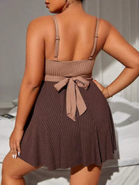 Kyra Ribbed Wrap Two-Tone Mini Dress