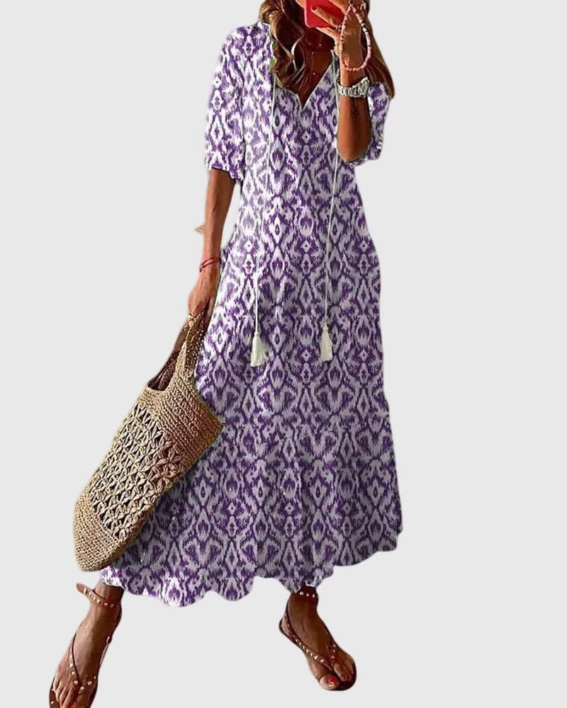 Viola Boho V-Neck Maxi Summer Dress_3