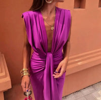 Jemima Wedding Guest Pleated V-Neck Midi Dress