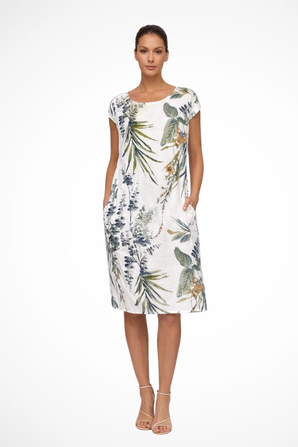 Felicia Floral Linen Blend Midi Dress