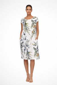 Felicia Floral Linen Blend Midi Dress