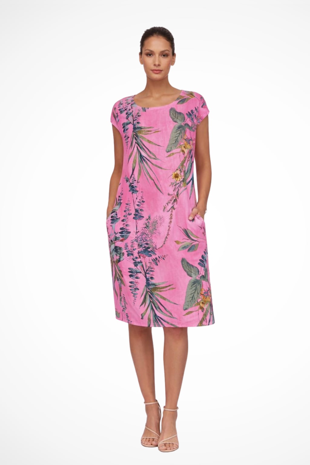 Felicia Floral Linen Blend Midi Dress