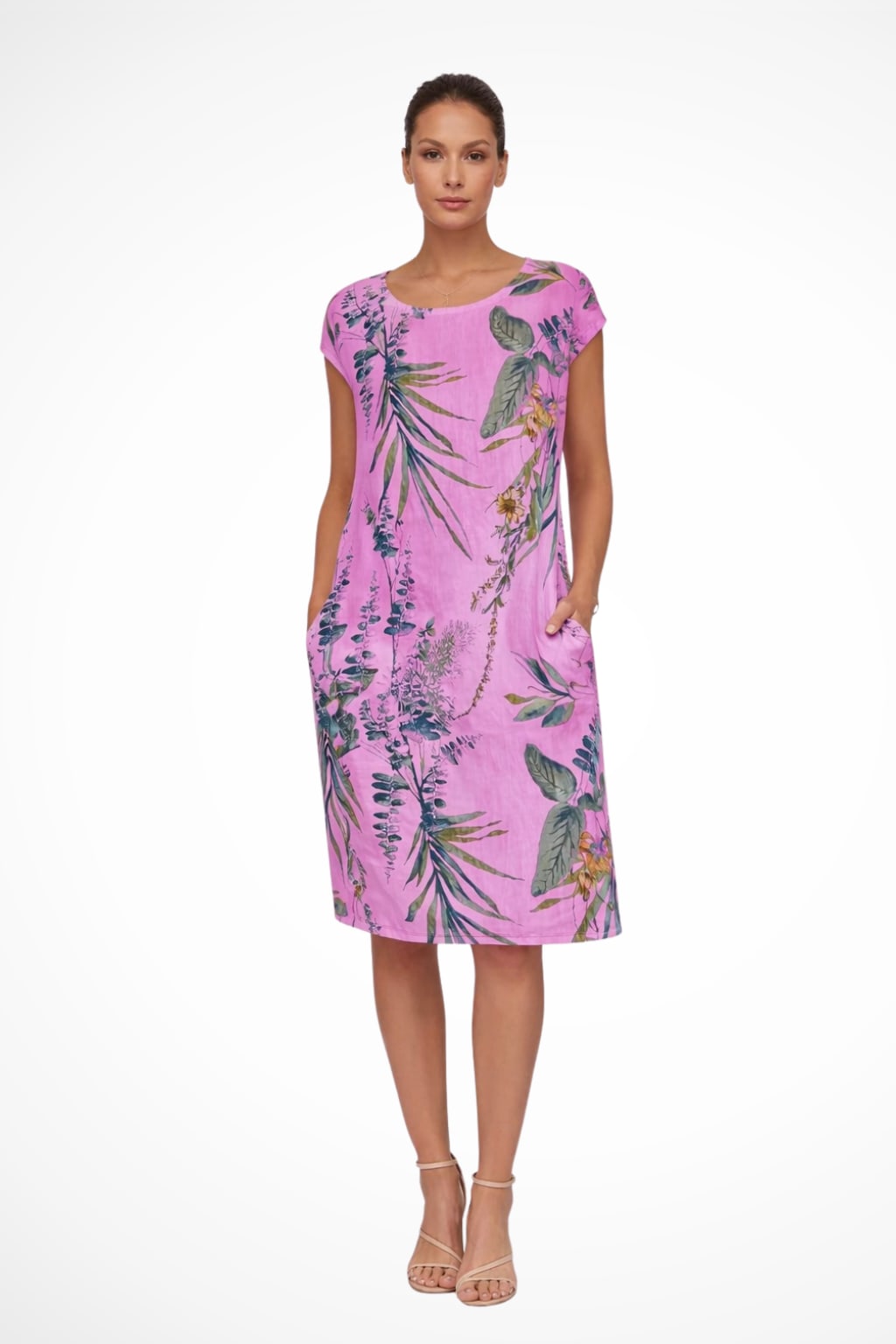 Felicia Floral Linen Blend Midi Dress_6
