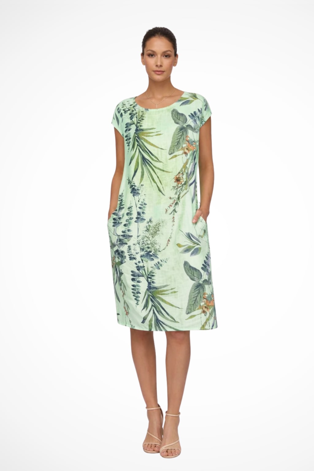 Felicia Floral Linen Blend Midi Dress