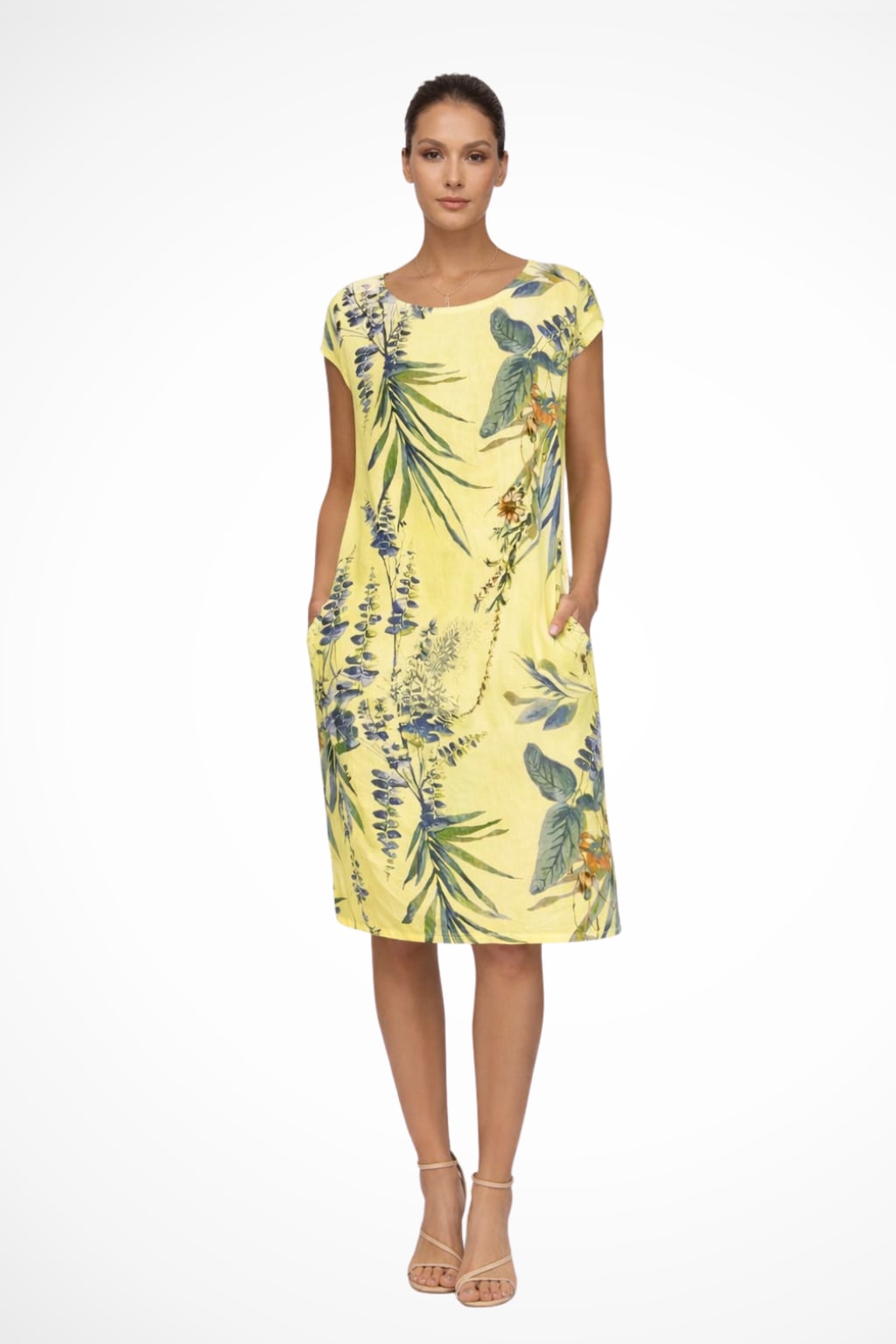 Felicia Floral Linen Blend Midi Dress