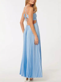 Oona Wedding Guest Halterneck Pleated Maxi Dress