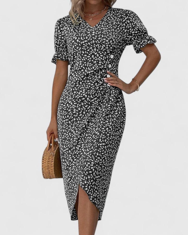 Haley Floral Wrap Short Sleeve Midi Dress_12