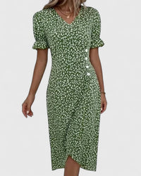 Haley Floral Wrap Short Sleeve Midi Dress