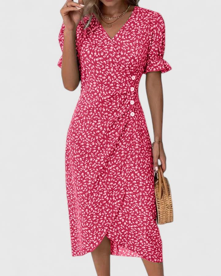 Haley Floral Wrap Short Sleeve Midi Dress_3