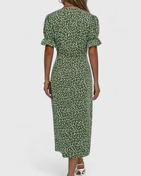 Haley Floral Wrap Short Sleeve Midi Dress