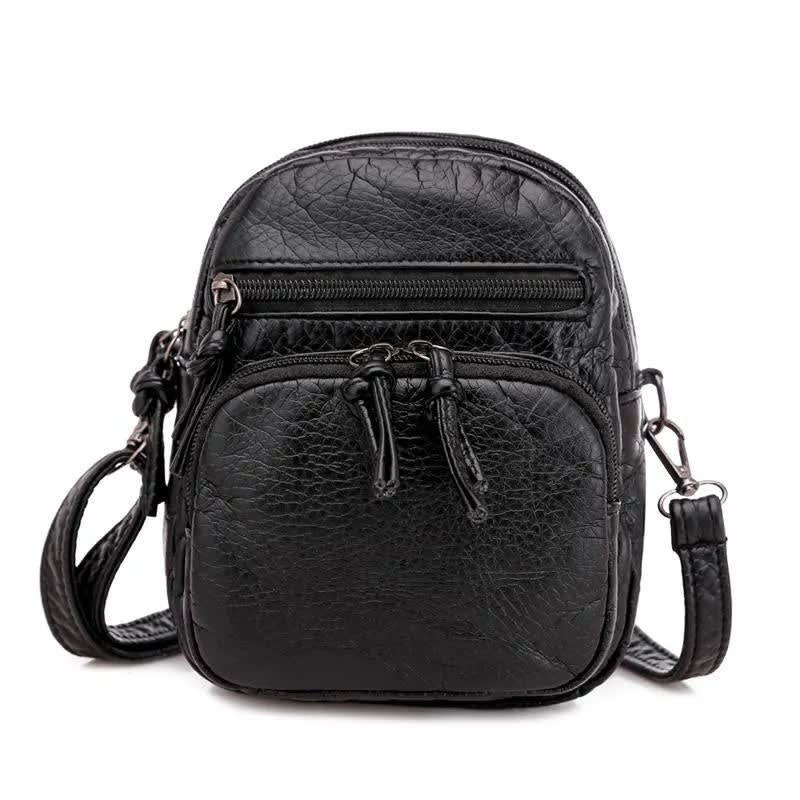 Bess Leather Zip Pocket Crossbody Bag
