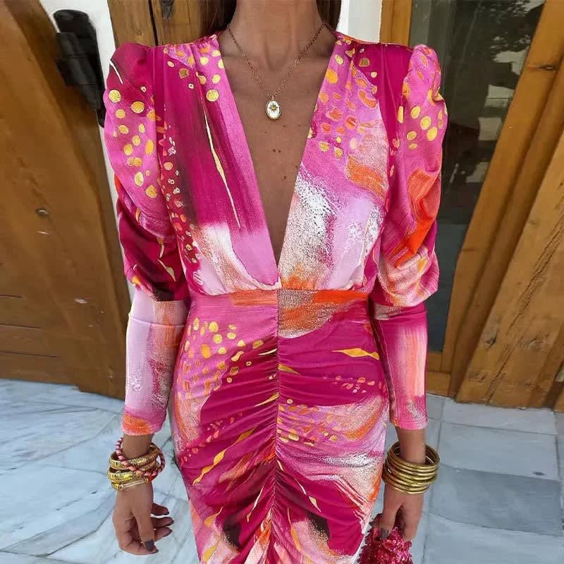 Azalea Wedding Guest Wrap V-Neck Ruched Maxi Dress_2