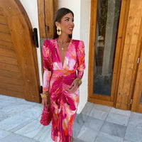 Azalea Wedding Guest Wrap V-Neck Ruched Maxi Dress