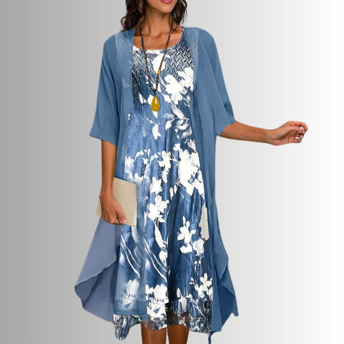 Demi Floral Midi Dress Set with Cardigan_2