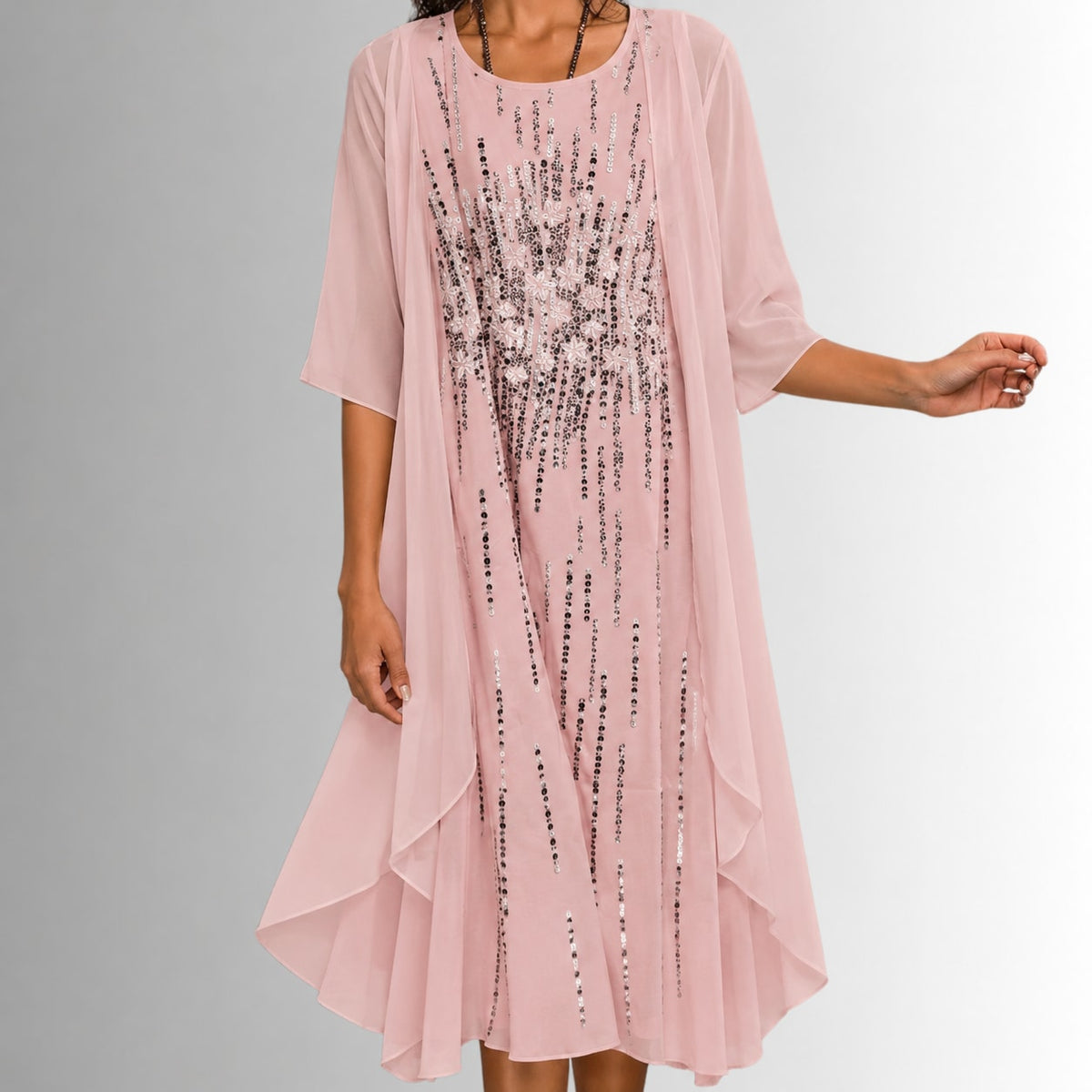 Demi Floral Midi Dress Set with Cardigan_4