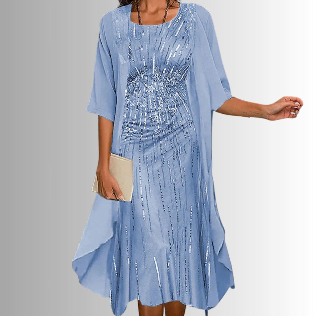 Demi Floral Midi Dress Set with Cardigan