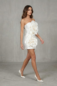 Chelsea Rosette Satin Cocktail Mini Dress