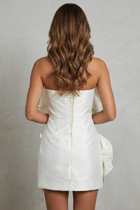 Chelsea Rosette Satin Cocktail Mini Dress