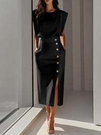 Bella Sleeveless Button Front Midi Dress