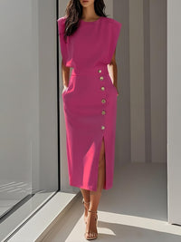 Bella Sleeveless Button Front Midi Dress