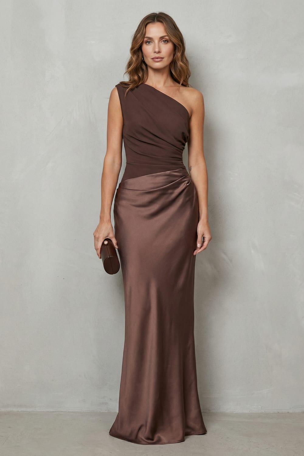 Jeanne One Shoulder Satin Evening Gown