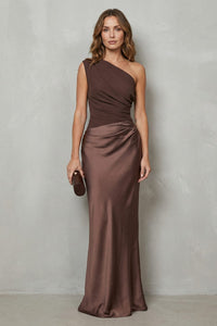 Jeanne One Shoulder Satin Evening Gown