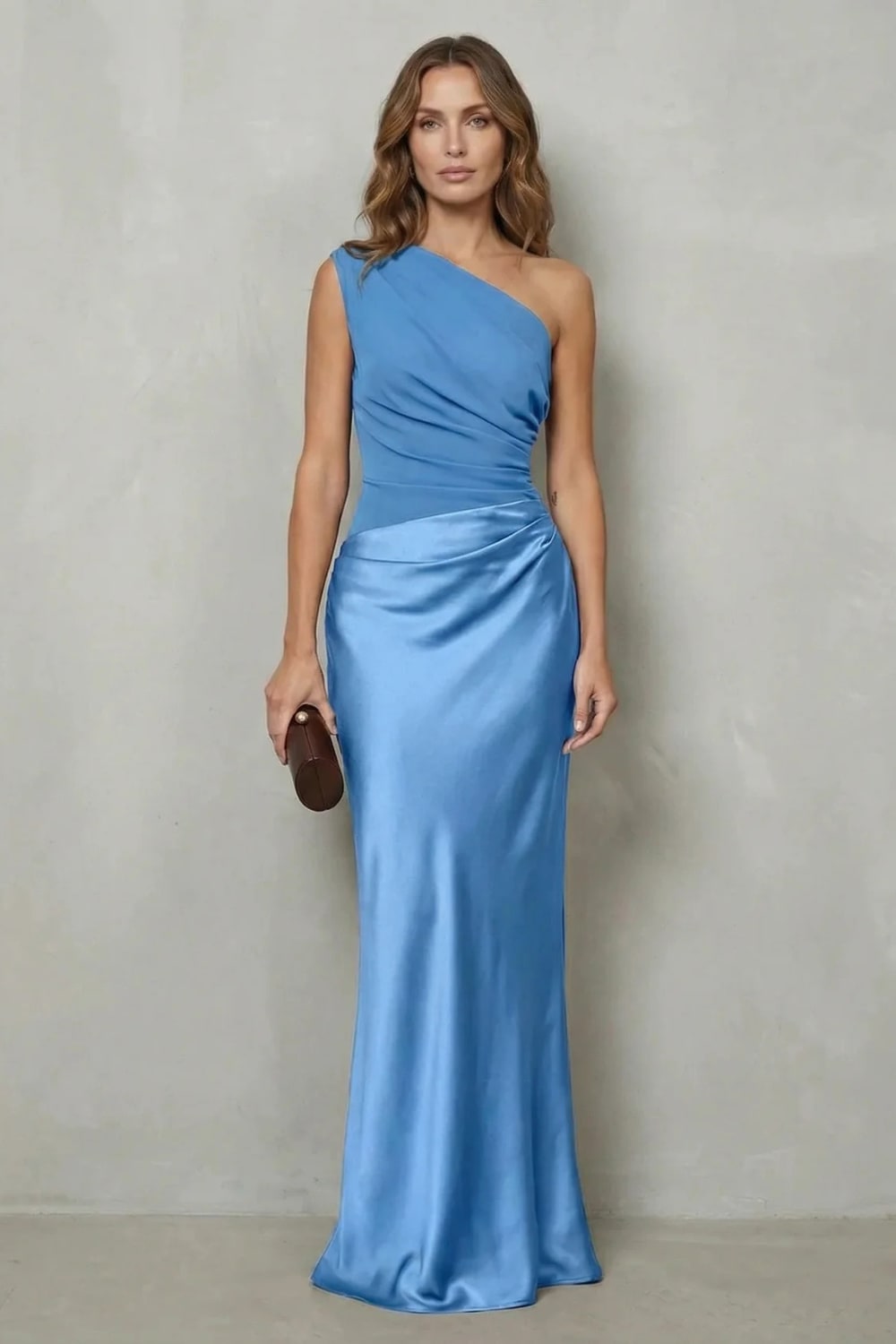 Jeanne One Shoulder Satin Evening Gown_8