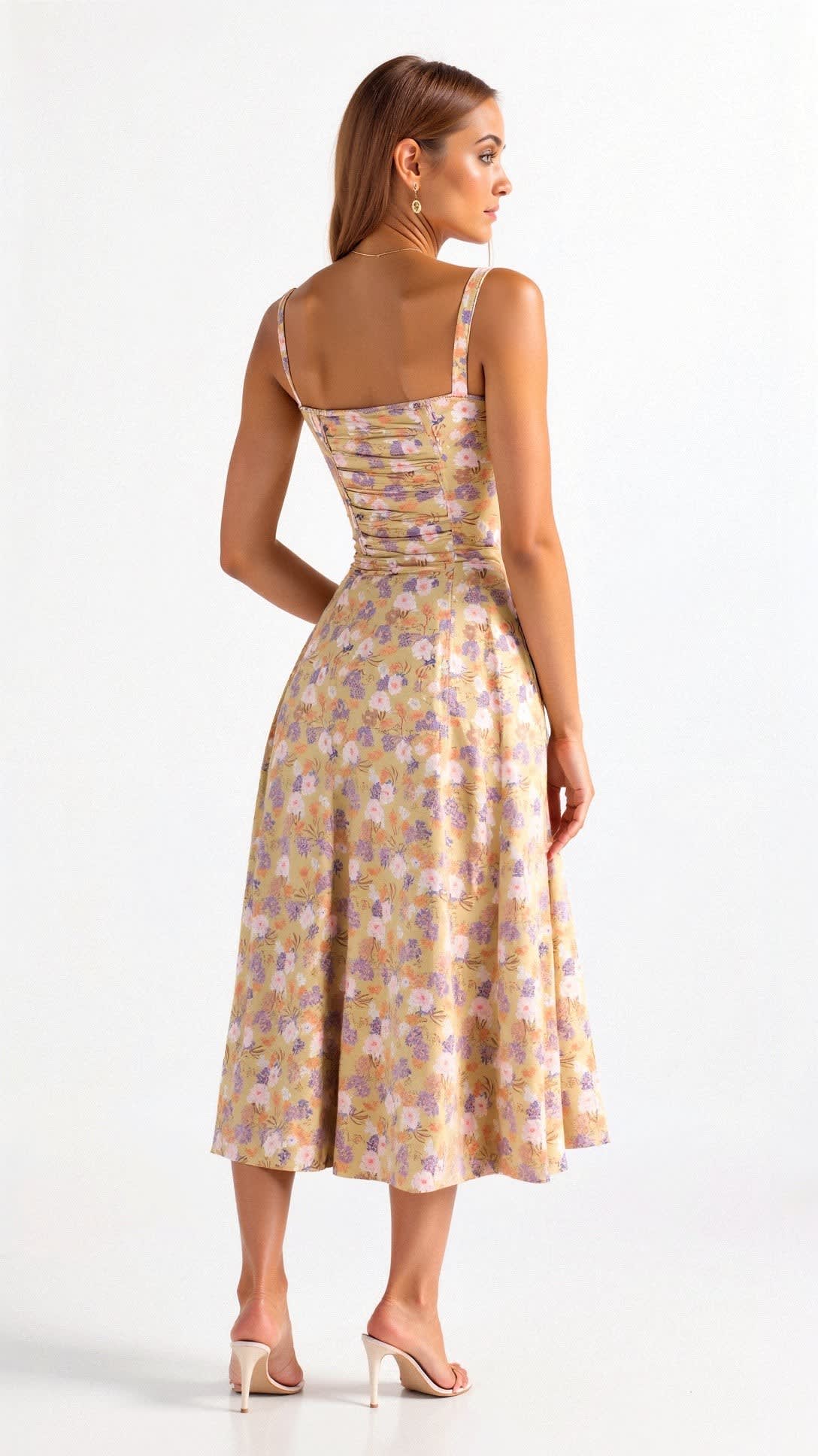 Jeanette Floral Satin Midi Dress