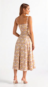 Jeanette Floral Satin Midi Dress
