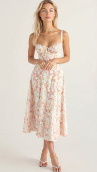 Jeanette Floral Satin Midi Dress