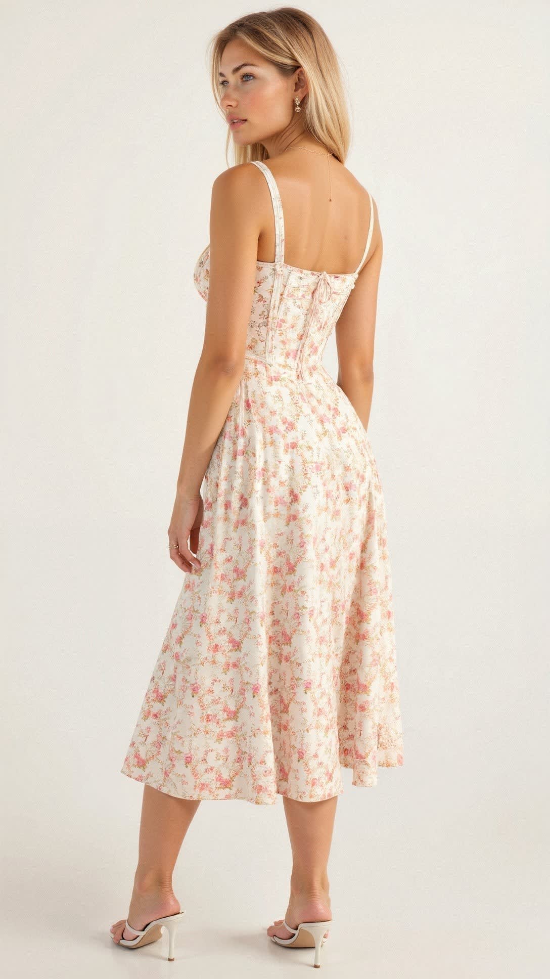 Jeanette Floral Satin Midi Dress