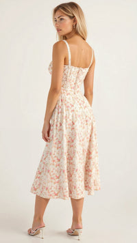 Jeanette Floral Satin Midi Dress