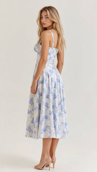 Jeanette Floral Satin Midi Dress