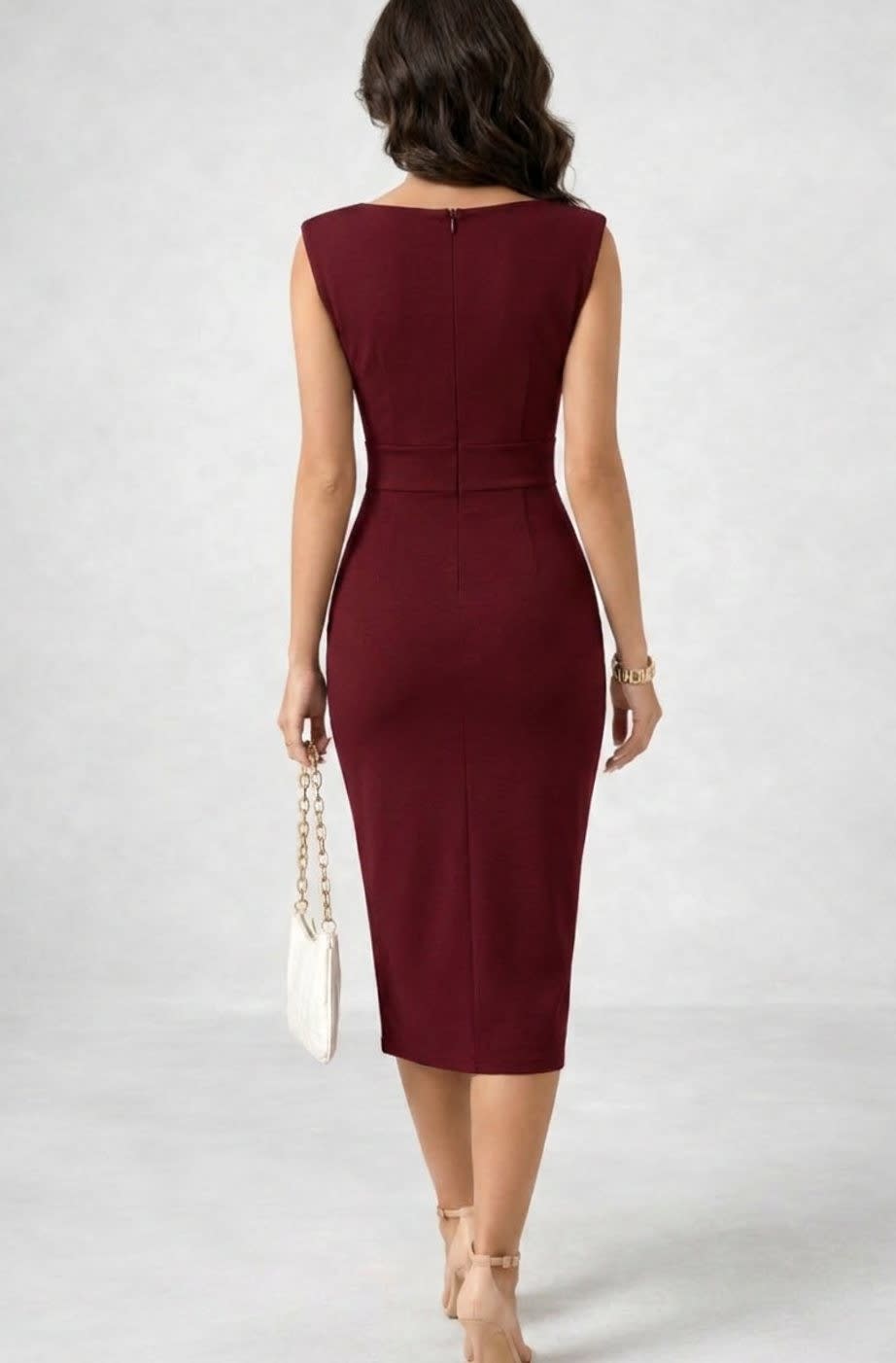 Monique Cowl Neck Sleeveless Midi Cocktail Dress_3