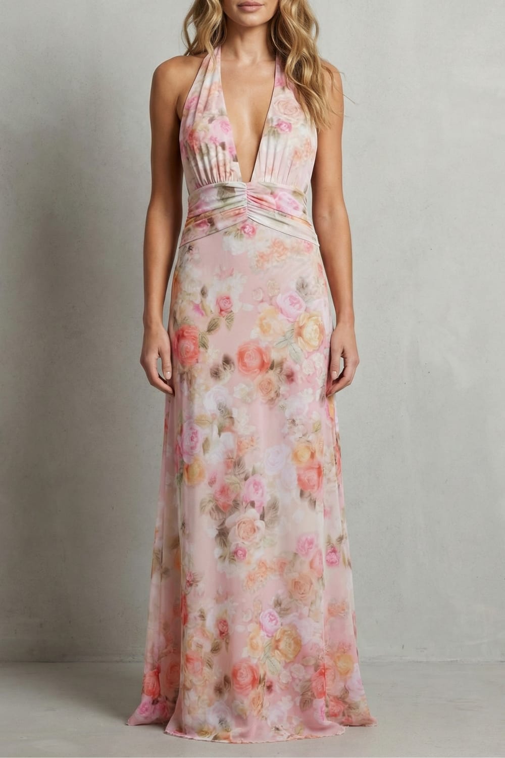 Ainsley Floral V Neck Maxi Dress_1