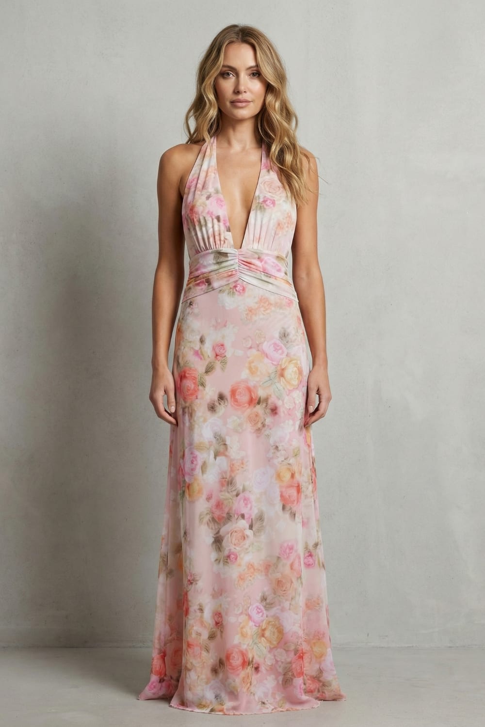 Ainsley Floral V Neck Maxi Dress_2