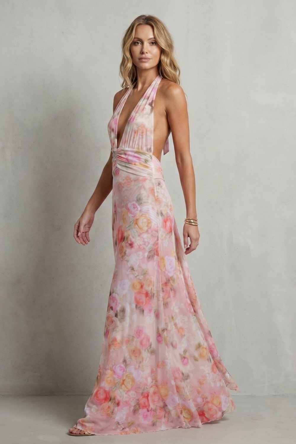 Ainsley Floral V Neck Maxi Dress_3
