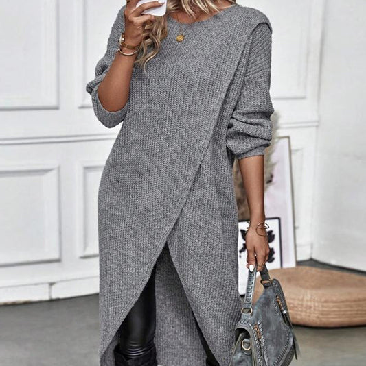 Emily Oversized Asymmetrical Long Sleeve Tunic Sweater